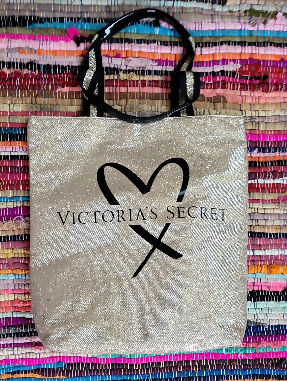 VICTORIA'S SECRET Gold Glitter Fashion Show Limited Edition Tote Bag Casual Chic